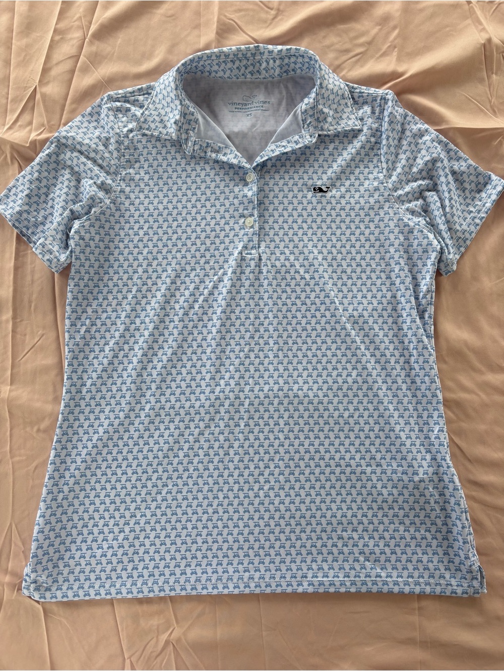 Vineyard Vines Women's Pale Blue Micro-Print Polo
